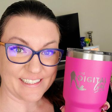 Member Jenn with her Digital Gal mug