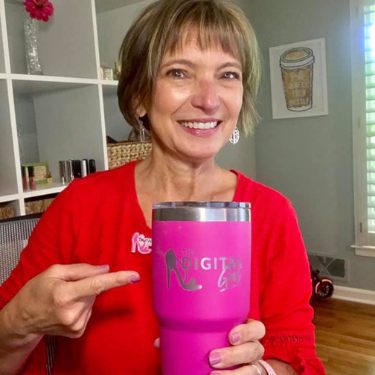 Member Tina with her Digital Gal mug