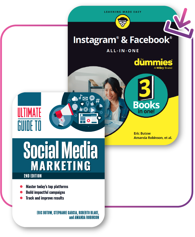 Instagram and Facebook All-in-One For Dummies and The Ultimate Guide to Social Media Marketing book covers